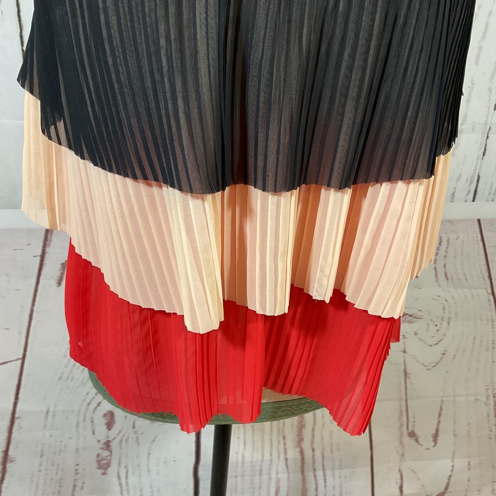 Patterson J. Kincaid Pleated Cami Top Small Shoulder Tie Retro Swing Colorblock - Picture 5 of 16